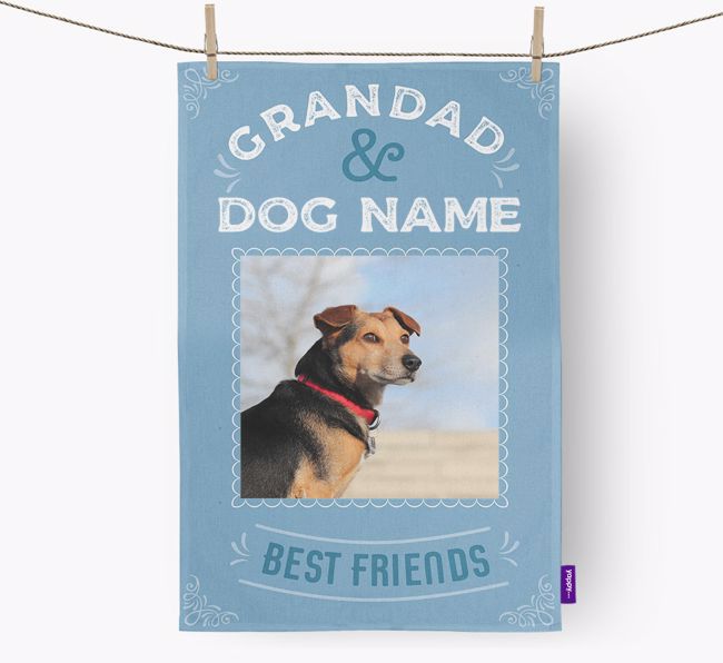 Grandad's Best Friend: Personalised {breedFullName} Tea Towel 